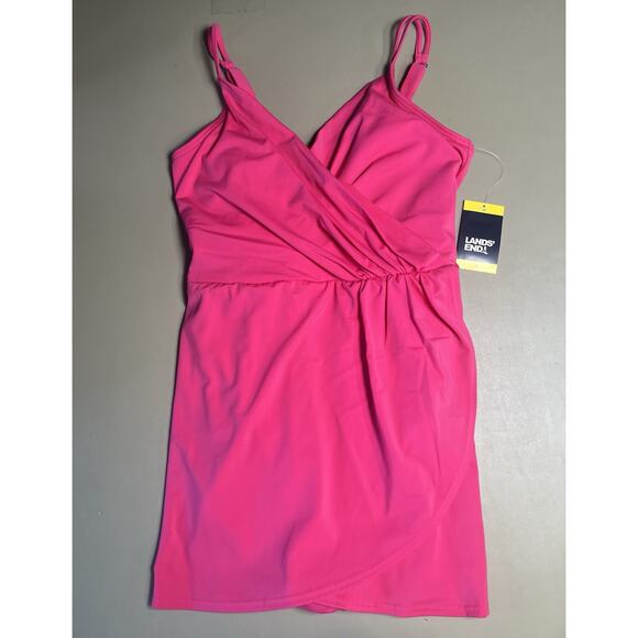 Women's Chlorine Resistant Tulip Wrap Swim Dress M One Piece Swimsuit Prism Pink - Picture 1 of 8